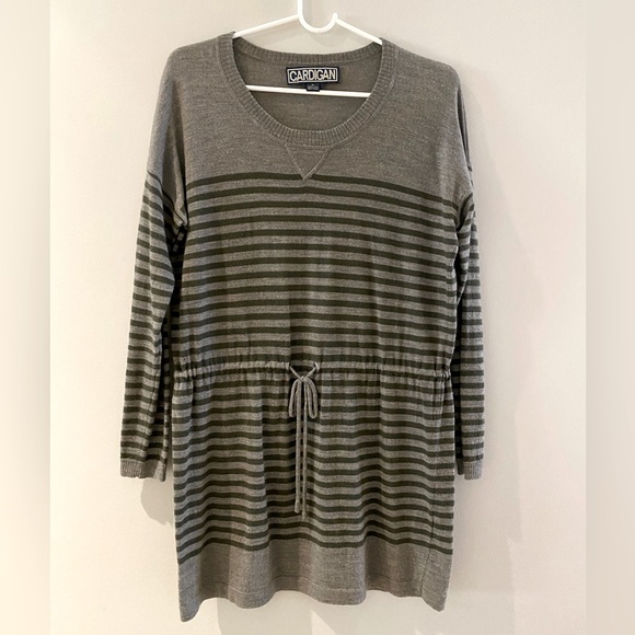 Striped Sweater Dress with Tie Waist Sz M - Picture 1 of 5